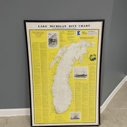 Vintage Lake Michigan Dive Chart Framed Picture