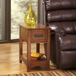 Wood Chairside End Table with Drawer