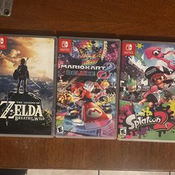 Splatoon 2, Legend Of Zelda: Breath Of The Wild, Mariokart 8 Deluxe!!