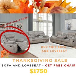 Recliner Sofá & Loveseats. Free 🆓 Chair  