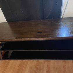 70” TV Entertainment Center, Tempered Glass Shelves 