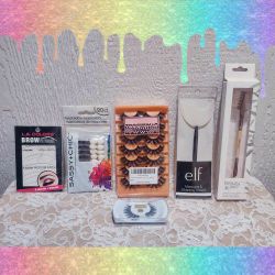 NEW BROW STENCIL, EYESHADOW SPONGES, CURLY LASHES, MASCARA / SHADOW SHIELD & BROW / EYELASH BRUSH
