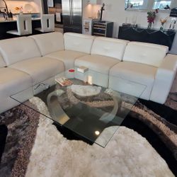 WHITE LEATHER SECTIONAL