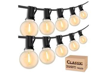 Outdoor String Lights 200 FT, Waterproof Outside Patio Light LED
Commercial Grade G40 Hanging Lights, Dimmable Shatterproof 74 Bulbs for Backyard, Caf