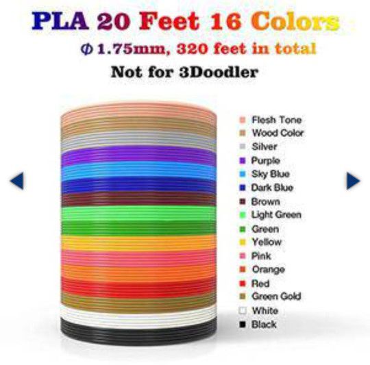 Dikale 3D Pen Filament Color Refills 16 Colors Includes 3 Bags