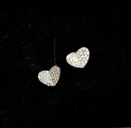 Sterling Silver Moissanite Heart Stud Earrings 