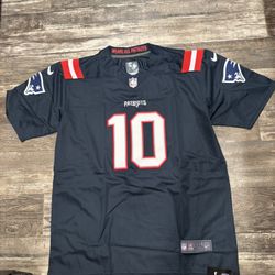 Drake Maye (S/2X) navy blue New England Patriots football jersey