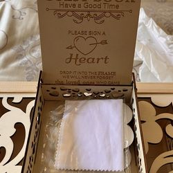 Hearts Rustic Wedding Box & Guest Book