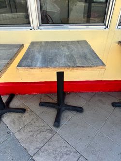 Square Cafe Table with Cast Iron Base