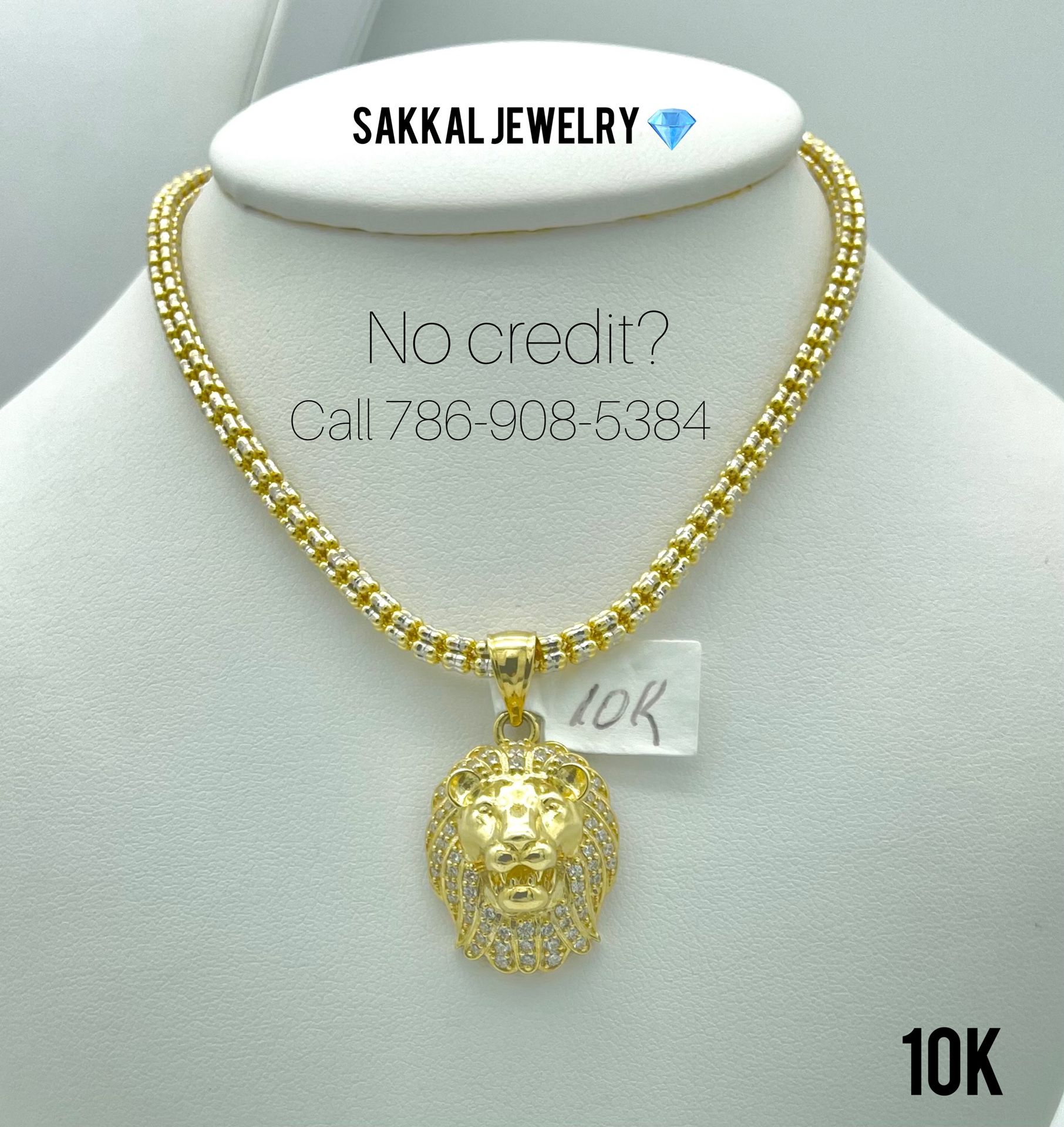 10K Real Gold Chain With Lion Pendant. $75 Is The Finance Fee.
