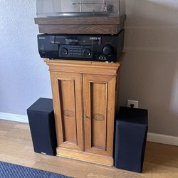 Stereo System With Turntable, Receiver And Speakers