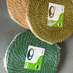  3  Set of each - 4  Rattan  & Bamboo placemats   New 