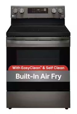 LG 6.3 cu. ft. Smart Fan Convection Electric Oven Range with Air Fry and EasyClean in PrintProof Black Stainless Steel
