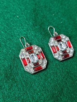Vtg Rhinestone Earrings 