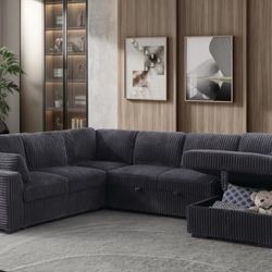 Corduroy Sectional Sleeper With Storage 