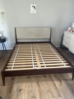 West Elm Queen Bed Frame + Upholstered Headboard