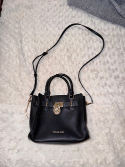 Michael Kors Hamilton Black Leather Satchel Crossbody Bag Purse 10” x 7.5” x 4.75”