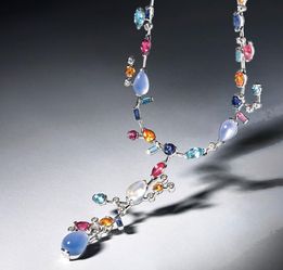 "MELI MELO DESIGNED " MULTI-GEM & DIAMOND NECKLACE IN WHITE GOLD