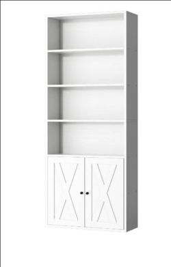 Bookshelf, Industrial Bookshelves and Bookcases with Doors Floor Standing 6 Shelf Display Storage Shelves 70.6 inches Tall Bookcase for Home Office, L