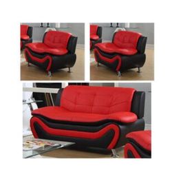 Red In Black Couch Set 