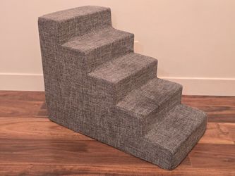 4-Step Pet Stairs Gray Fabric