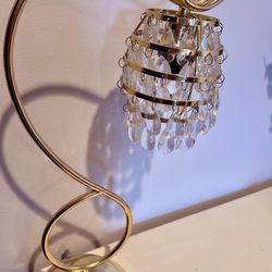 ⸻  Elegant Gold Crystal Accent Lamp / Decorative Table Light