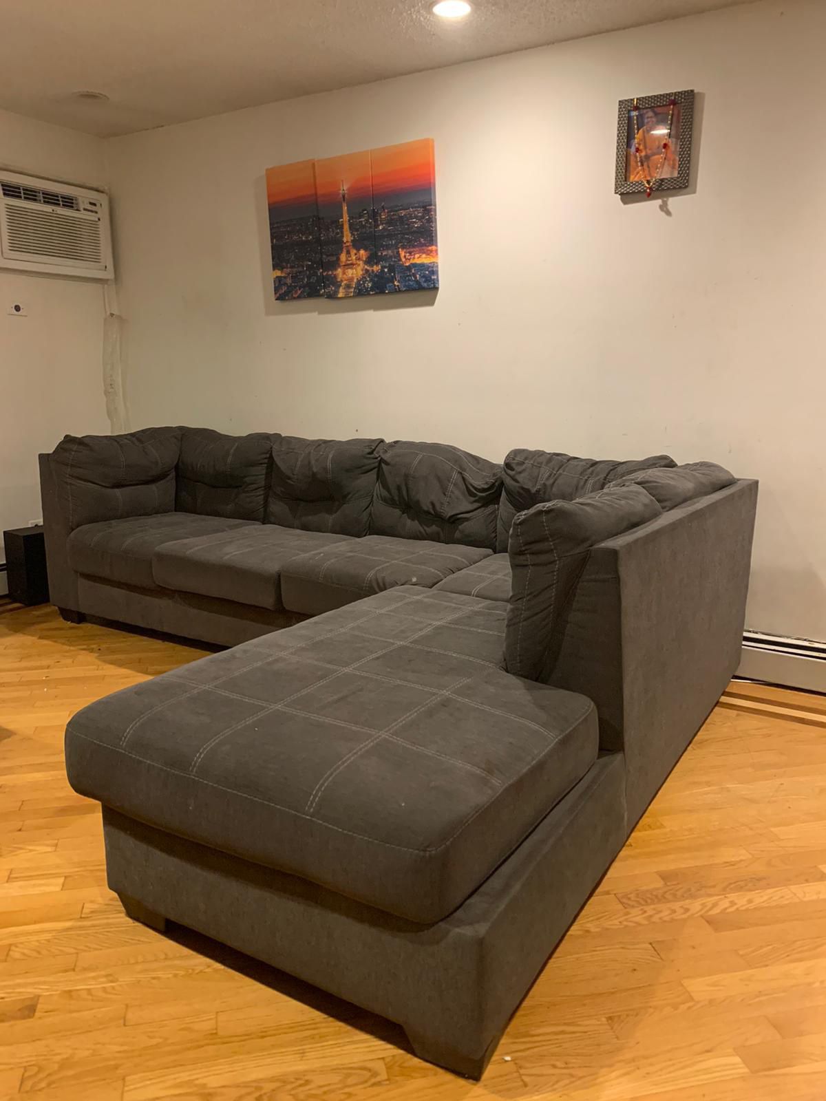 Sectional L-shaped Gray Sofa. Being Sold in As-is Condition 