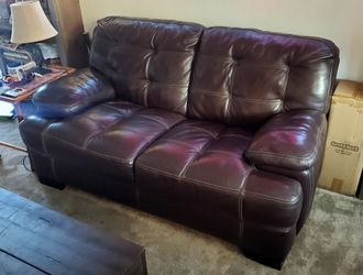 Simon Li Top-Grain Leather Loveseat Dark Brown Espresso Excellent