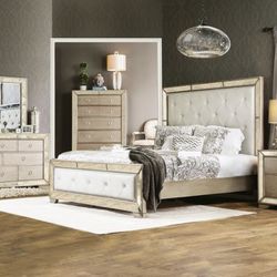 BLACK FRIDAY SALE! Queen Tufted 5pc Bedroom Set-Champagne