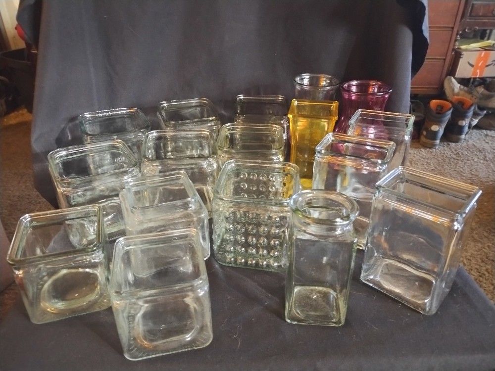 Square Glass Jars/ Vases/ Candle Holder Bundle