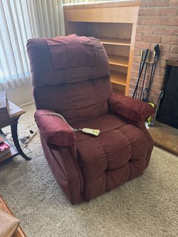Power Lift Recliner Chair Burgundy Fabric
