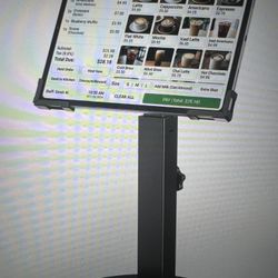 Tablet Kiosk stand for 10-14 iPad Pro Air and Samsung, heavy duty, 360 rotation, black