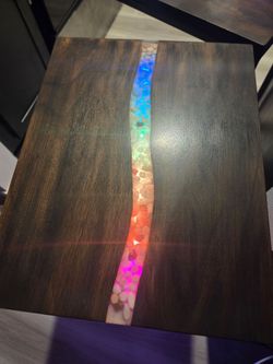 Wood and River Stone Resin End Tables custom finished