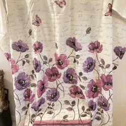 New Butterfly & Floral Shower Curtain Off White, Purple, Pink, Taupe & Black