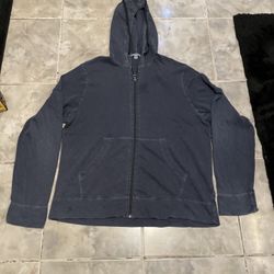 James Perse Standard Full Zip Hoodie Size 4 (XL) Style MXA2130 Charcoal Black