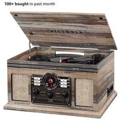 Victrola Nostalgic 6-in-1 Bluetooth Record Player & Multimedia Center with Built-in Speakers 