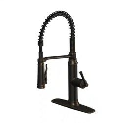 Linscott Single Handle Springneck Pull-Down Sprayer Kitchen Faucet in Oil Rubbed Bronze