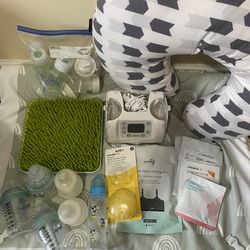 Nursing Pillow, Tub, Bottles & Pump