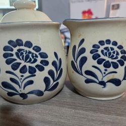 Floral Ceramic Creamer And Sugar Set