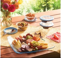 Mini tazones con tapas Y Bandeja Cuadrada Wildflower De Princess House 