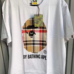 Bape x Burberryy white tee sizes M, L & XL