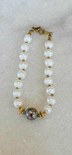 Pearl and Cloisonné Bracelet