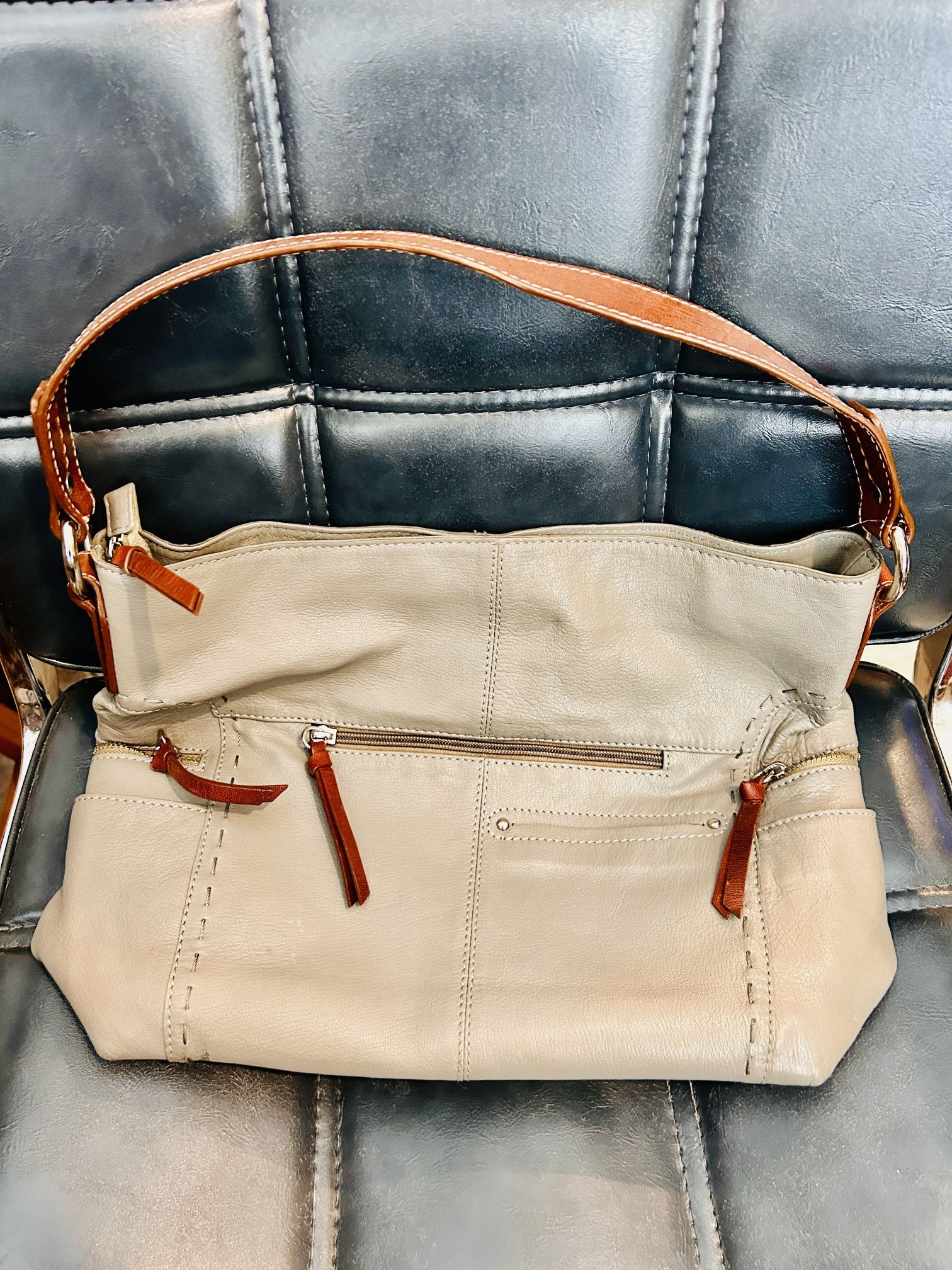 Nino Bossi Genuine Leather Gray And Brown Purse