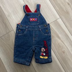 Baby Boy Vintage Mickey Overalls Size 0-3mo