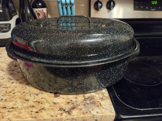 Black Speckled Enamel Roasting Pan with Lid