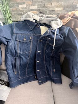 Loser machine denim jacket with sheep wool inside