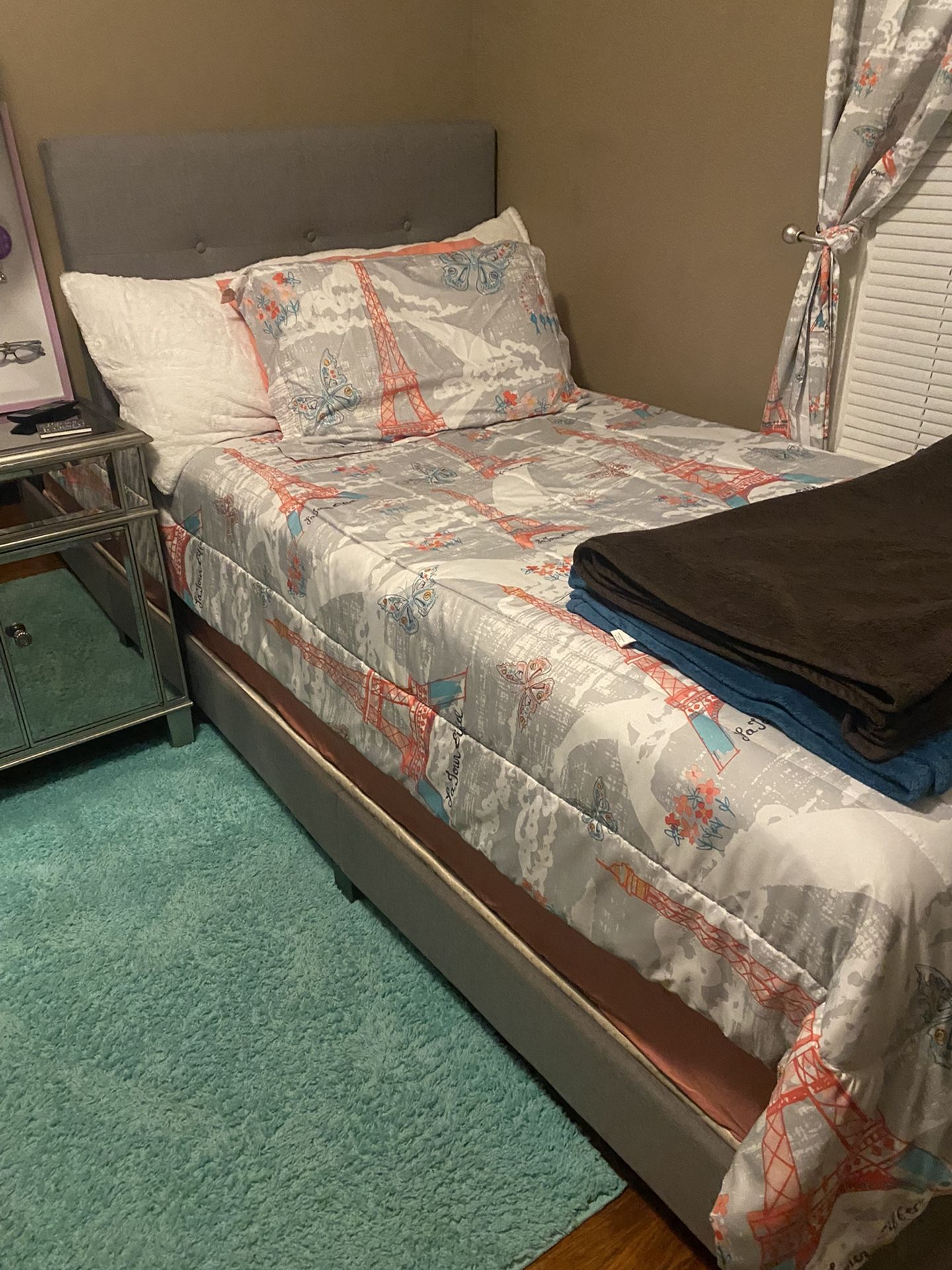 Twin Bed With Box spring and the mattress 
