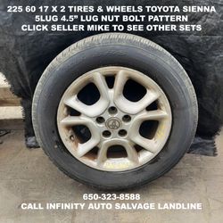 225 60 17 X 2 Tires & Wheels Off Toyota Sienna With 5lug 4.5" Lug Nut Bolt Pattern.