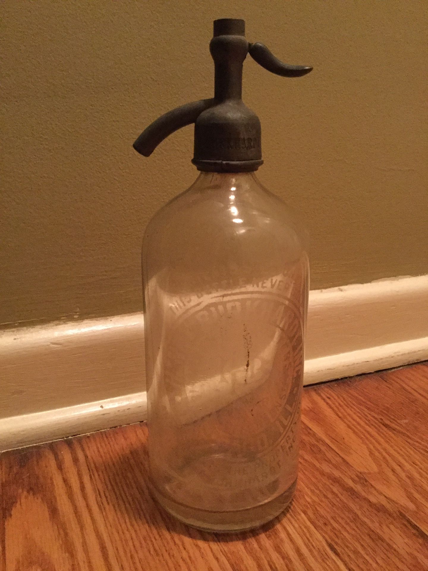 Antique Henry Burkhardt Mineral Waters Seltzer Bottle 18th & Jefferson Chicago Acid Etched
