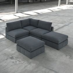 Grey Modular Sectional with Ottoman